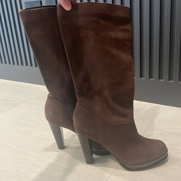 Chocolate Suede Cole Haan Heeled Boots - Picture 1 of 6